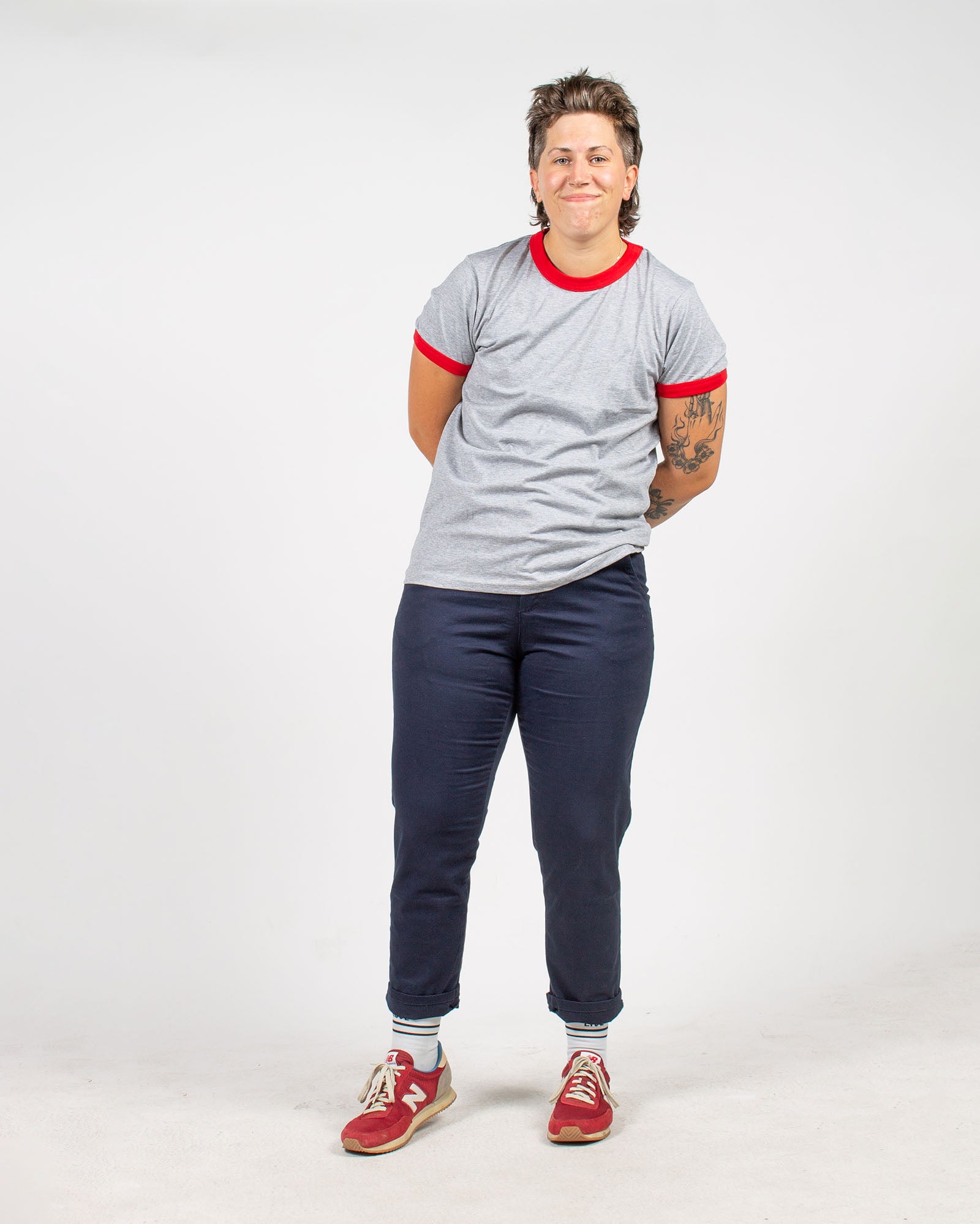 Grey/Red Ringer Tee